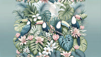 Échantillon, Design A0010, Papier peint panoramique Palmier Tropical Vintage Sépia - Sur mesure