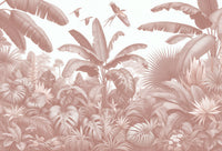 Échantillon, Design A0034, Papier peint panoramique Palmier Tropical Vintage Sépia - Sur mesure