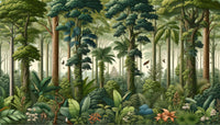 Échantillon, Design A0054, Papier peint panoramique Jungle Tropicale Dense Aquarelle - Sur mesure