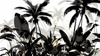 Échantillon, Design A0059, Papier peint panoramique Palmier Tropical Noir et Blanc - Sur mesure