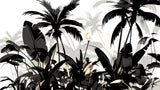 Échantillon Papier peint Palmier Tropical Noir et Blanc - Sur mesure — A0059