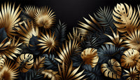 Échantillon, Design A0060, Papier peint panoramique Palmier Tropical Doré Luxe - Collection 2 - Sur mesure