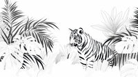 Échantillon, Design A0111, Papier peint panoramique Jungle Enfant Tigre & Singes - Sur mesure