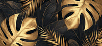 Échantillon, Design A0153, Papier peint panoramique Palmier Tropical Doré Luxe - Collection 2 - Sur mesure