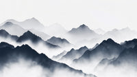 Échantillon, Design A0157, Papier peint panoramique Asie Encre Noire Montagne - Sur mesure