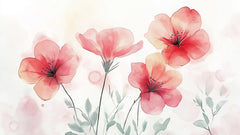 Papier peint panoramique Coquelicots et Fleurs Sauvages - Sur mesure