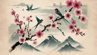 Échantillon, Design A0204, Papier peint panoramique Cerisier Rose - Sur mesure