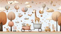 Échantillon, Design A0259, Papier peint panoramique Safari Savane Aquarelle - Sur mesure