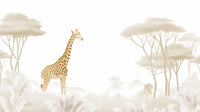 Échantillon, Design A0269, Papier peint panoramique Safari Savane Aquarelle - Sur mesure