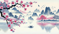 Échantillon, Design A0320, Papier peint panoramique Cerisier en Fleurs - Sur mesure