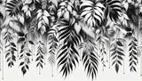 Échantillon Papier peint Palmier Tropical Noir et Blanc - Sur mesure — A0323