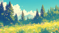 Échantillon, Design A0446, Papier peint panoramique Forêt Pins et Sapins - Collection 2 - Sur mesure