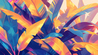 Échantillon, Design A0452, Papier peint panoramique Palmier Tropical Pop Art Vif - Sur mesure