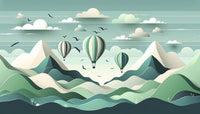 Échantillon, Design A0481, Papier peint panoramique Montgolfières Enfant - Sur mesure