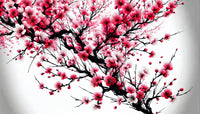 Échantillon, Design A0487, Papier peint panoramique Cerisier Rose - Sur mesure