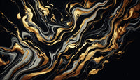 Échantillon, Design A0501, Papier peint panoramique Marbre Noir et Or Luxe - Collection 2 - Sur mesure