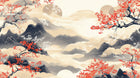 Design A0549 — Cerisier Rouge Encre Asiatique — design seul — Novomur
