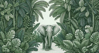 Échantillon, Design A0571, Papier peint panoramique Jungle Tropicale Dense Aquarelle - Sur mesure