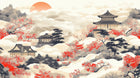 Design A0577 — Asie Encre Noire Pagode — design seul — Novomur