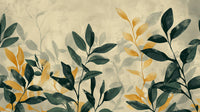 Échantillon, Design A0610, Papier peint panoramique Botanique Feuilles Dorées - Sur mesure