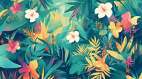 Échantillon, Design A0753, Papier peint panoramique Jungle Tropicale Dense Aquarelle - Sur mesure