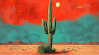 Échantillon, Design A0775, Papier peint panoramique Paysage Désert et Cactus - Sur mesure