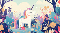Échantillon, Design A0810, Papier peint panoramique Licorne Enfant - Sur mesure