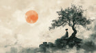 Design A0991 — Asie Encre Noire Montagne — design seul — Novomur