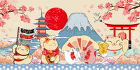Échantillon, Design AS0707, Papier peint panoramique Mont Fuji et Hokusai - Sur mesure