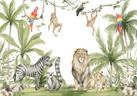 Échantillon, Design B002, Papier peint panoramique Safari Jungle Animaux - Collection 3 - Sur mesure