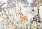 Design B003 — Papier peint Safari sepia tons neutres beige — Novomur