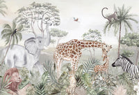 Échantillon, Design B007, Papier peint panoramique Safari Savane Aquarelle - Collection 2 - Sur mesure