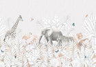 Design B008 — Papier peint Safari pastel doux feuillage graphique — Novomur