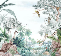 Échantillon, Design B014, Papier peint panoramique Safari Savane Aquarelle - Collection 2 - Sur mesure