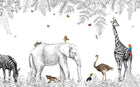 Design B018 — Papier peint Safari sketchbook noir blanc touches couleur — Novomur