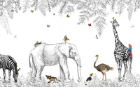 Échantillon, Design B018, Papier peint panoramique Safari Enfant - Sur mesure