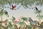 Design B019 — Papier peint Jungle vibrante illustree animaux exotiques — Novomur