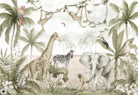 Échantillon, Design B020, Papier peint panoramique Safari Jungle Animaux - Collection 3 - Sur mesure
