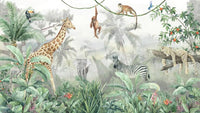 Échantillon, Design B021, Papier peint panoramique Safari Jungle Animaux - Collection 2 - Sur mesure