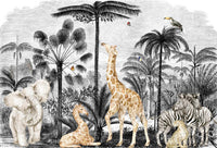 Échantillon, Design B030, Papier peint panoramique Safari Savane Aquarelle - Collection 2 - Sur mesure