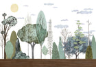 Design B032 — Papier peint Foret stylisee scandinave arbres minimalistes — Novomur