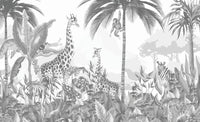 Échantillon, Design B034, Papier peint panoramique Safari Savane Aquarelle - Collection 2 - Sur mesure
