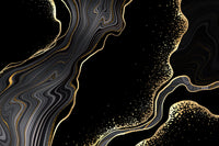 Échantillon, Design C0313, Papier peint panoramique Marbre Noir et Or Luxe - Collection 1 - Sur mesure