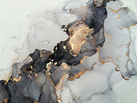 Échantillon, Design C0413, Papier peint panoramique Marbre Noir et Or Luxe - Collection 2 - Sur mesure