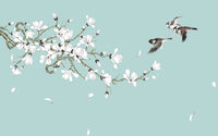 Échantillon, Design C0654, Papier peint panoramique Cerisier Blanc et Prunier - Sur mesure