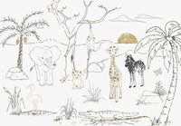 Échantillon, Design C0741, Papier peint panoramique Safari Enfant - Sur mesure