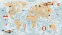 Échantillon, Design C0815, Papier peint panoramique Carte du Monde Enfant - Sur mesure