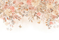 Échantillon, Design C0882, Papier peint panoramique Floral Pivoines et Roses - Collection 2 - Sur mesure