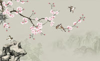 Échantillon, Design C0919, Papier peint panoramique Cerisier en Fleurs - Sur mesure