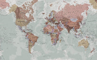 Échantillon, Design C0991, Papier peint panoramique Carte du Monde - Sur mesure